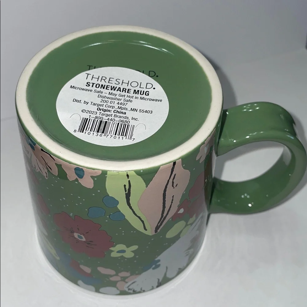 Threshold Mama Green Floral Large Stoneware Coffee Tea Mug 12 Oz Capacity NEW - Picture 6 of 11